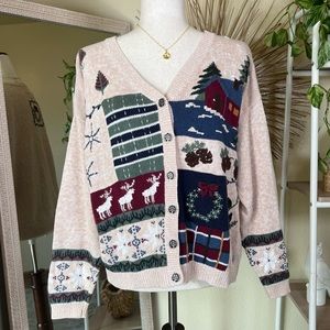 VINTAGE | Embroidered Christmas Holiday Winter Cardigan